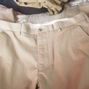Men's tan flat front pants